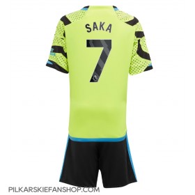 Koszulka piłkarska Arsenal Bukayo Saka #7 Strój wyjazdowy dla dzieci 2023-24 tanio Krótki Rękaw (+ Krótkie spodenki)